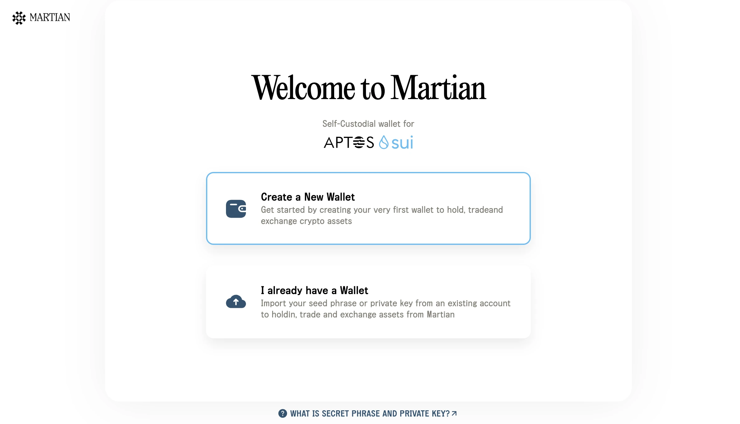 2 Create a New Martian Wallet