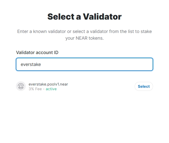 Select a Validator