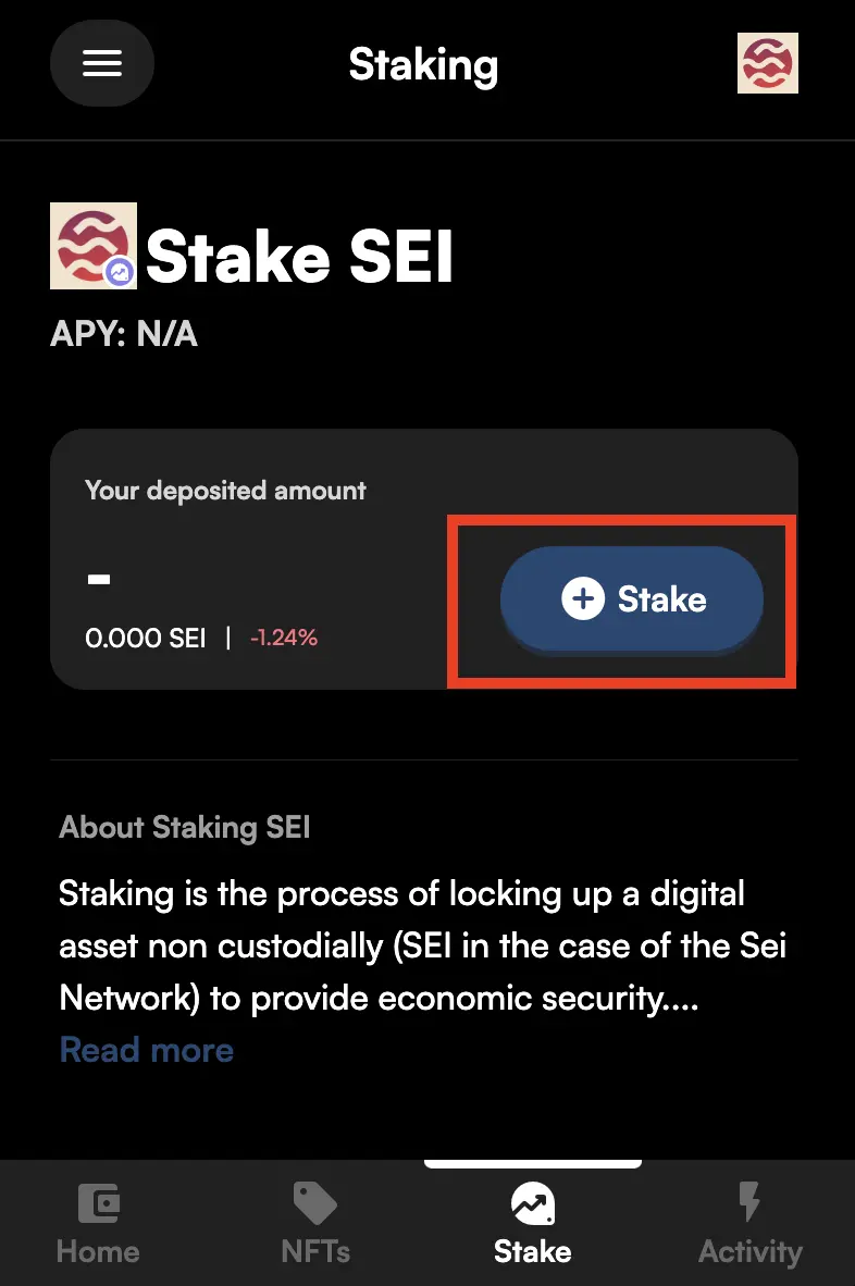 Begin staking