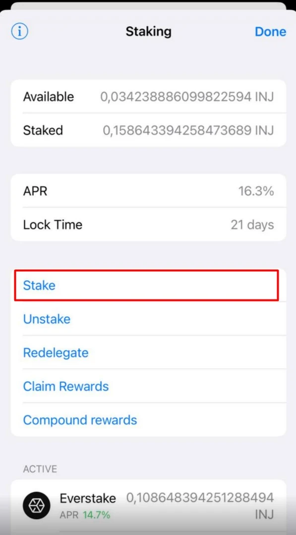 Confirm stake