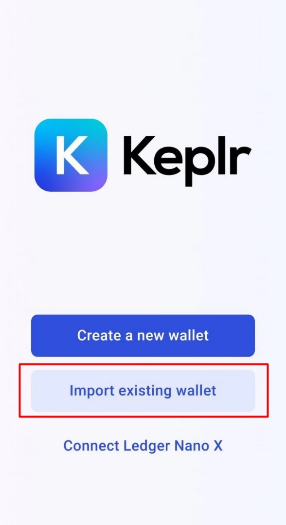 Import existing wallet