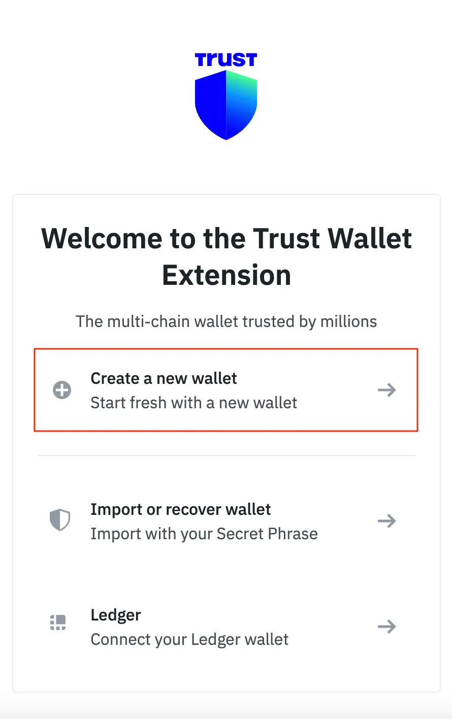 Click Create new wallet