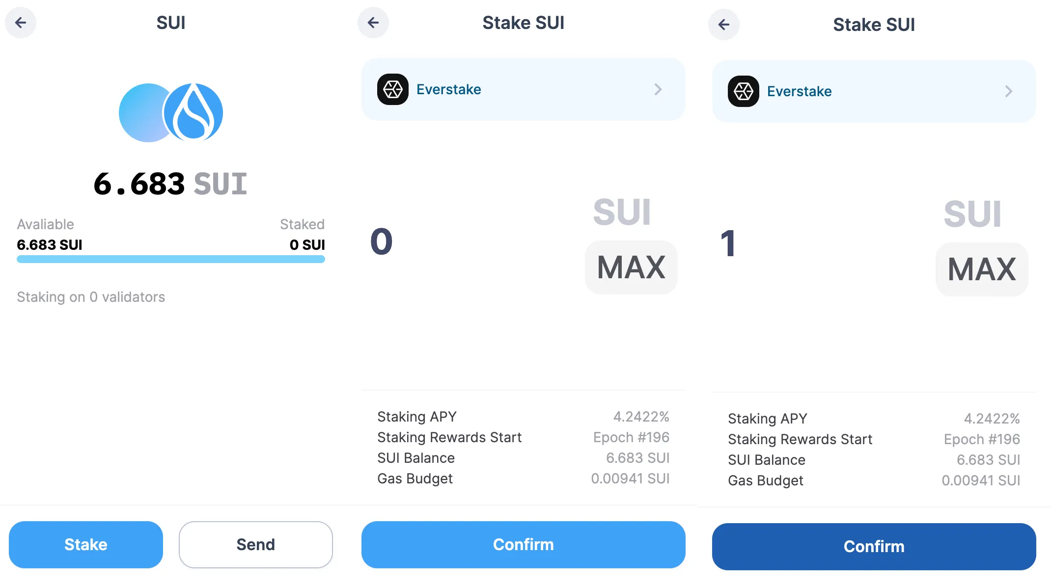 4 Stake SUI tokens with Everstake