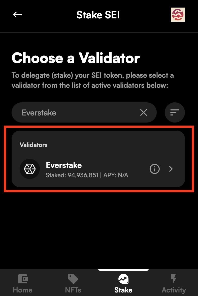 Selecting a validator