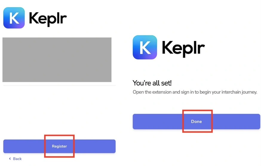 Keplr Wallet, confirming seed phrase