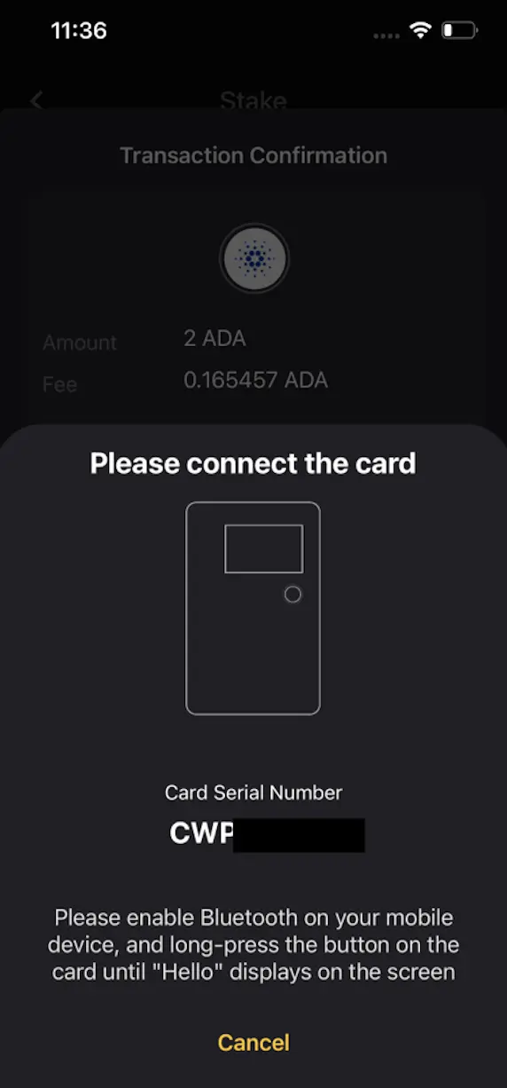 CoolWallet Connect the Card