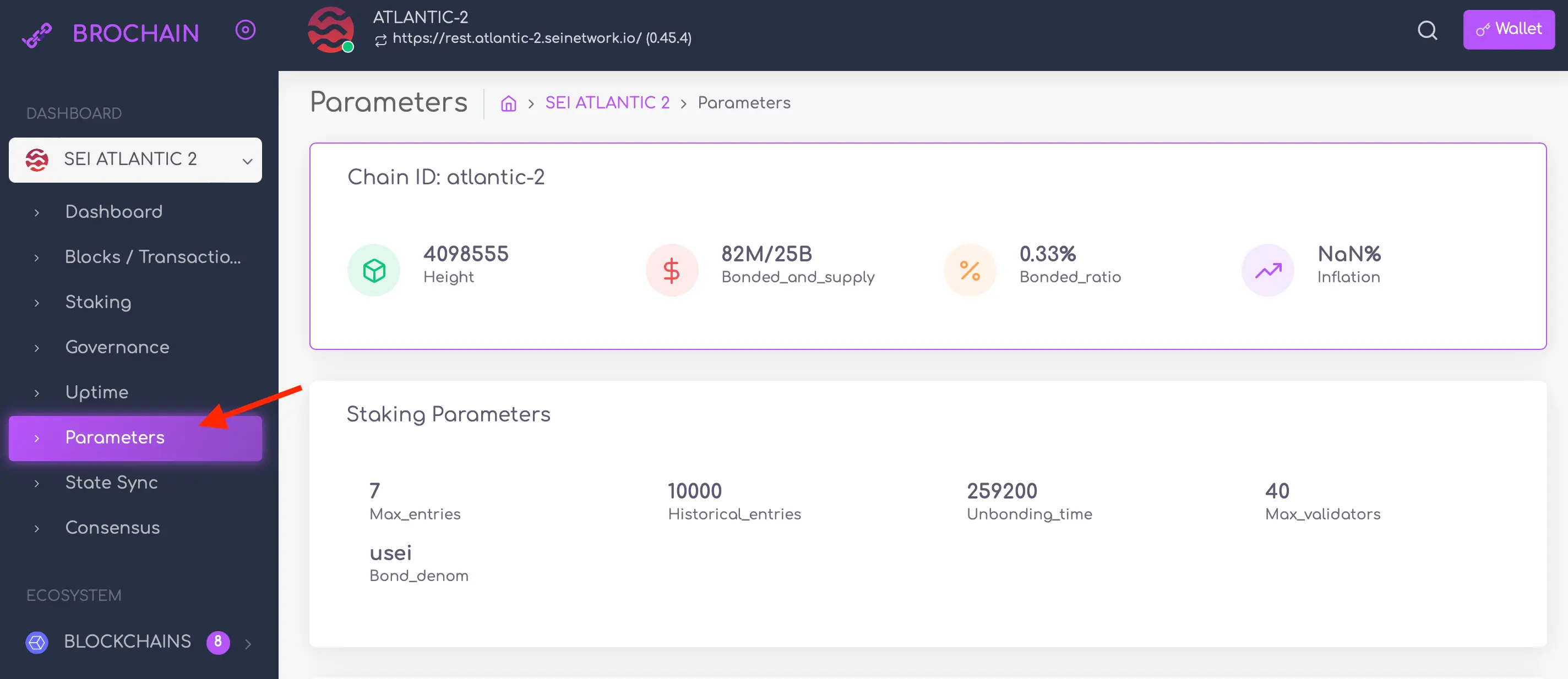 Sei Network Parameters