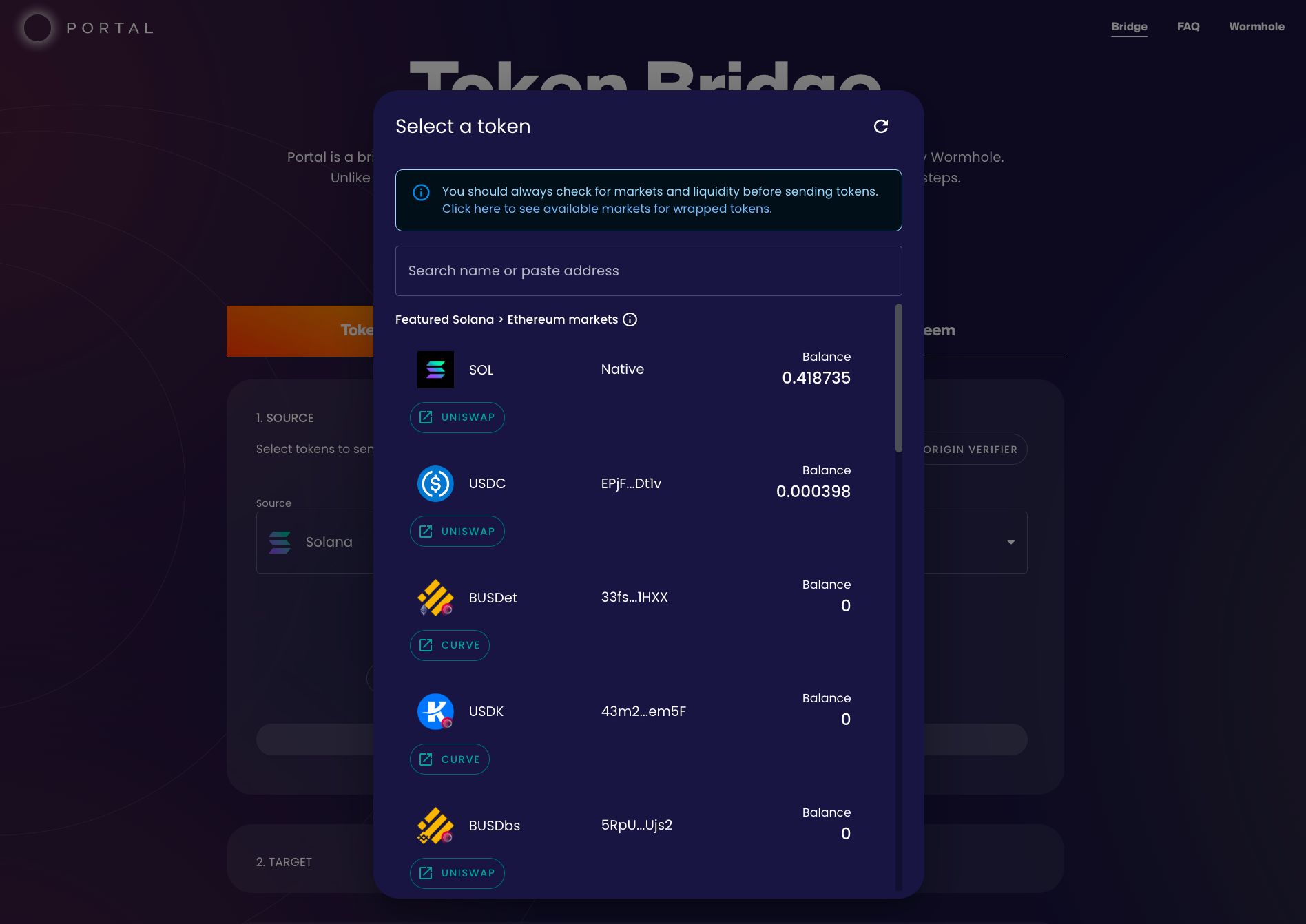 check the featured solana-ethereum liquidity markets