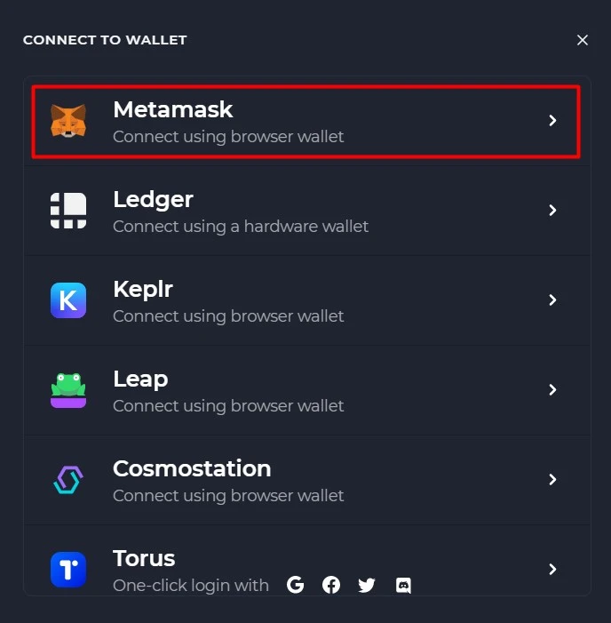 Select MetaMask