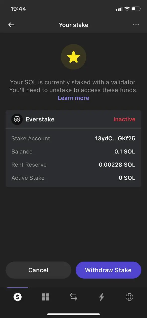 withdraw stake