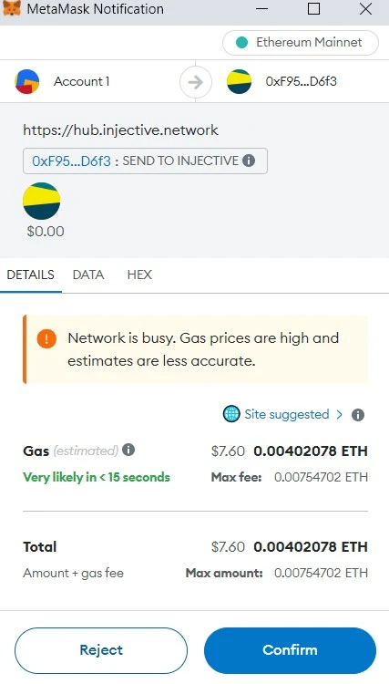 Approve the transaction in MetaMask