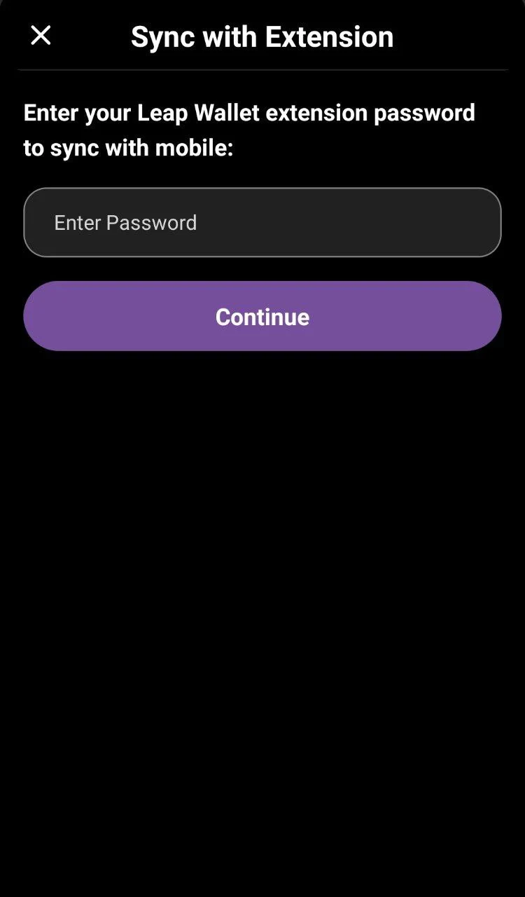 Enter the password to sync