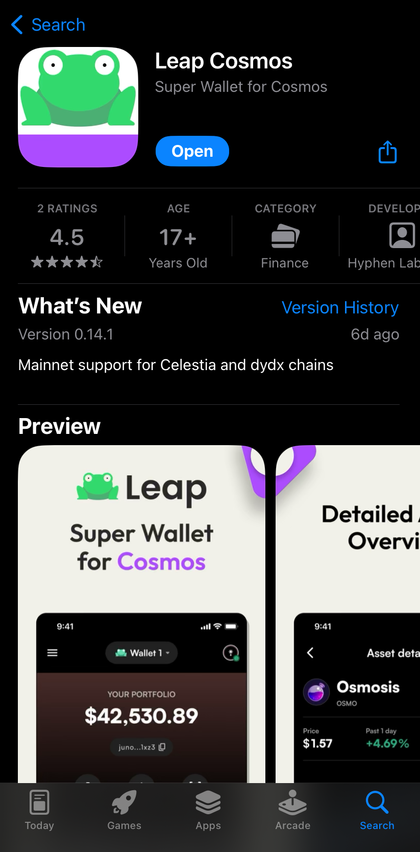 Open Leap wallet